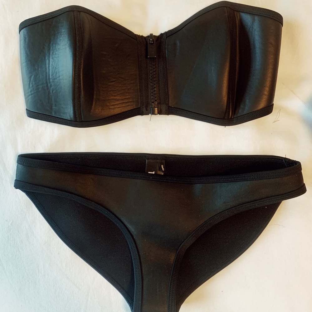 “Winnie” faux black leather bikini by Triangle